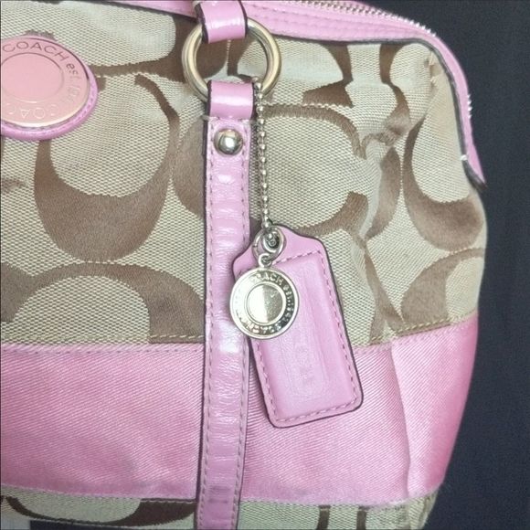 COACH Signature C Print Punk Leather Trim Handbag - Picture 3 of 8